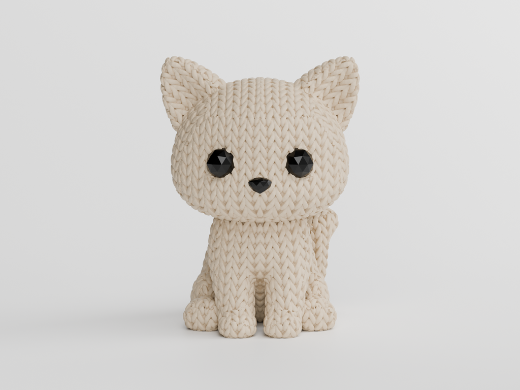 Knitted cat statue
